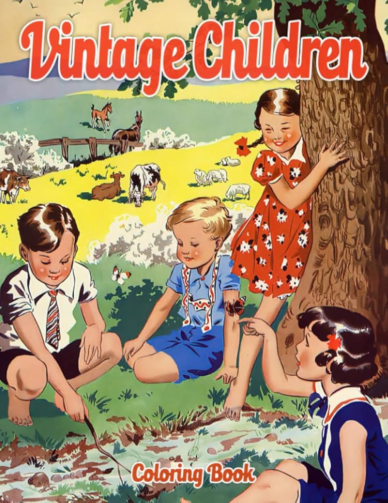 enfants kinderen アートブック Vintage Children Coloring Book: Capture The Essence Of